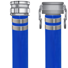 Blue PVC Water Discharge Hose - 1.5" ID x 1.73" OD, 80 PSI, TEXTILE Reinforcement - Lightweight, Resistant to Chemicals, Ideal for Construction, Dewatering & Industrial Apps - Part Number: 1009-150-0600-AL-CXE